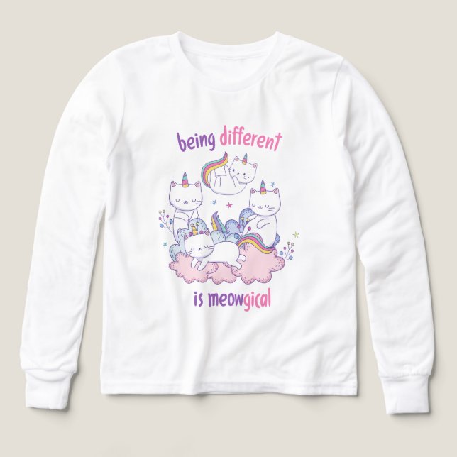 Être différent est miauleux Licorne chat drôle (Motif recto)