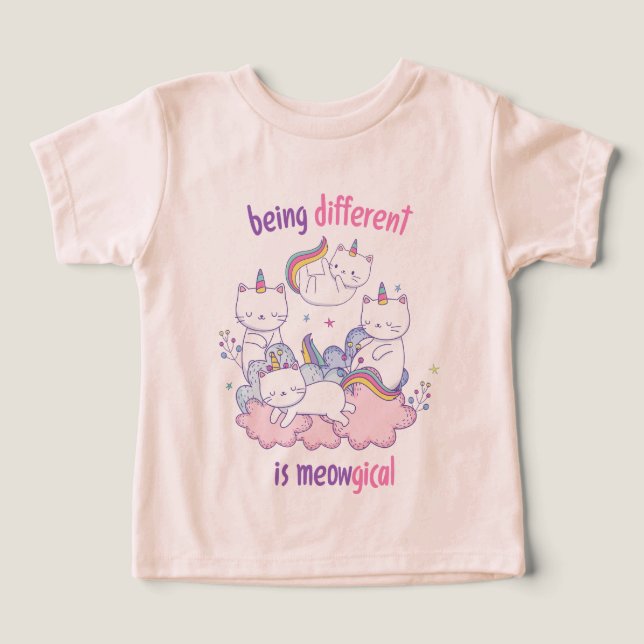 Être différent est miauleux Licorne chat drôle (Design Recto)