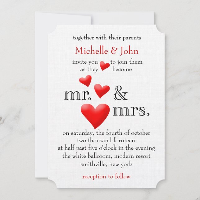 Être M. et Mme Faire-part de mariage (Devant)