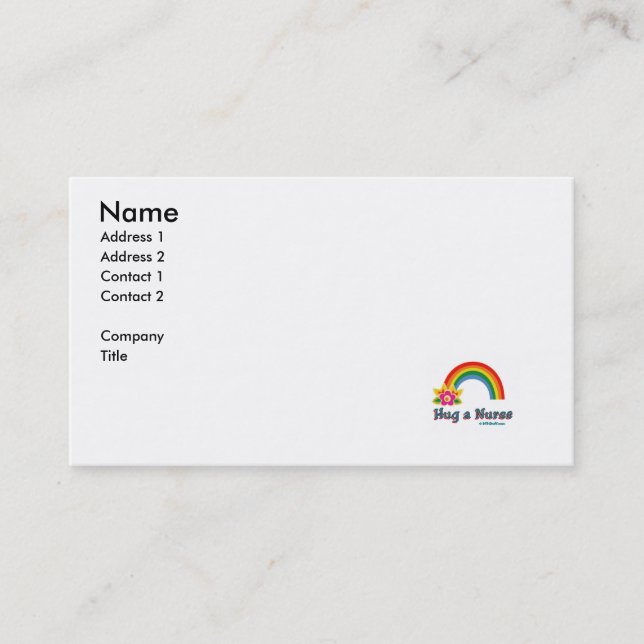 Étreignez un carte de visite d'infirmière (Devant)