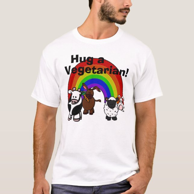 Étreignez un T-shirt végétarien (Devant)