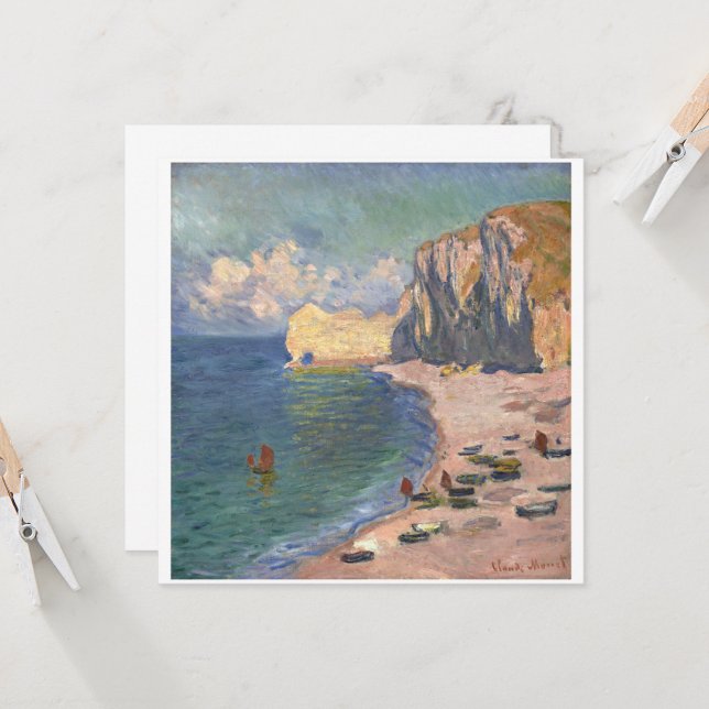 Étretat, La Plage et la Falaise d’Amont, Monet (Devant/Arrière en situation)