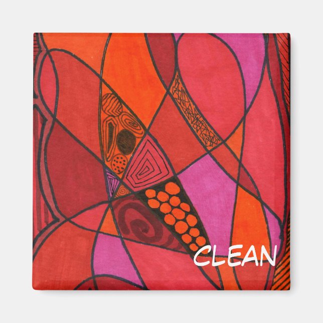 "Étude en rouge" Lave-vaisselle Abstrait Magnet d' (Devant)