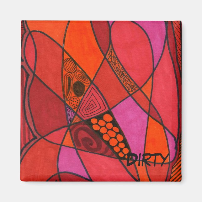 "Étude en rouge" Lave-vaisselle Abstrait Magnet d' (Devant)