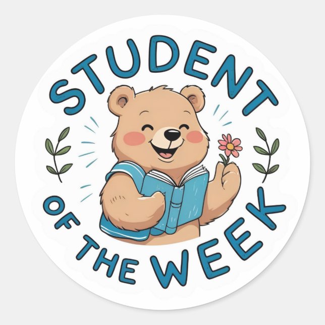 Étudiant de la semaine Bear Reward Sticker Set (Devant)