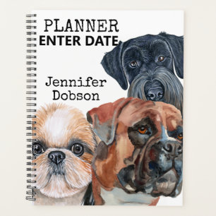 Étudiant planificateur avec chiens d'aquarelle