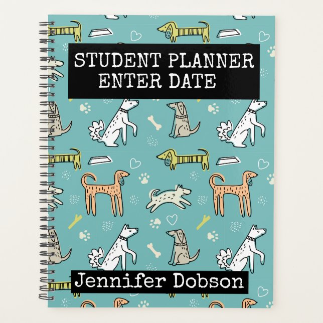 Étudiant Planificateur avec chiens de dessin animé (Devant)