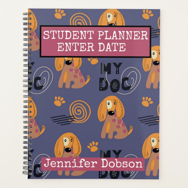 Étudiant planificateur avec des chiens de dessin a (Devant)