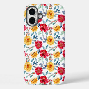 Étui à motif élégant de fleurs roses et violettes 