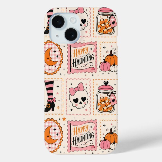 Étui à timbres crâne rose Happy Haunting (Verso)