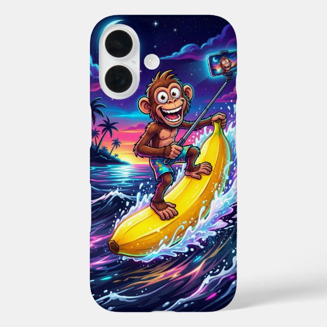 Étui amusant avec singe et banane de dessin animé (Verso)