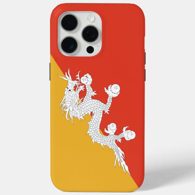 Étui Apple iPhone 15 Pro Max, drapeau du Bhoutan (Verso)