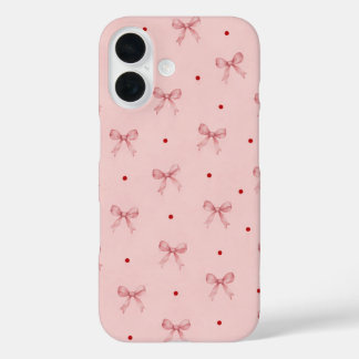 Étui Apple iPhone 16 à motif de nœud rose poussiér