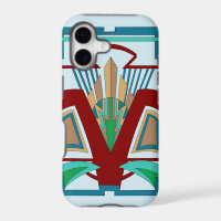 Étui Art Déco pour iPhone 11 et supérieur (Bleu pâ