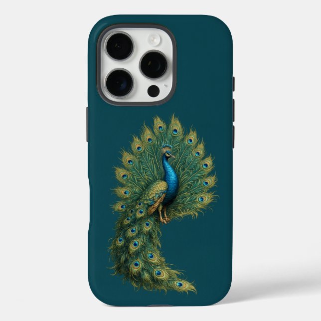 Étui Art Élégant Paon pour iPhone 16 Pro Cover (Verso)