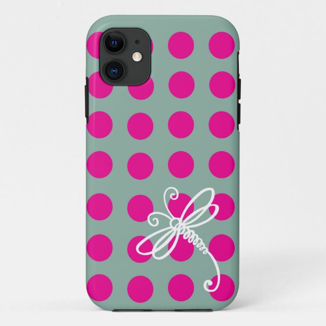 Étui Art libellule à pois rose Case-Mate iPhone 5 (Dos)