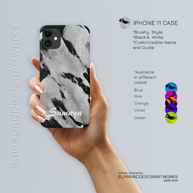 Étui Brushy Noir & Blanc pour iPhone 11 | Personna (Brushy Black & White iPhone 11 Case | Customizable)