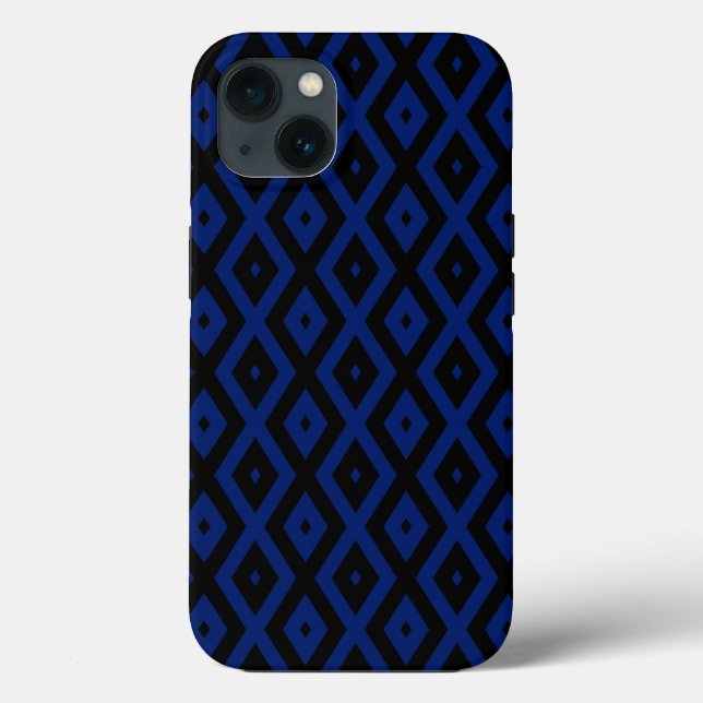 Étui Case-Mate iPhone à motif diamant bleu et noir (Verso)