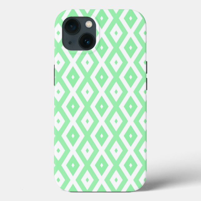 Étui Case-Mate iPhone à motif diamant vert et blan (Verso)