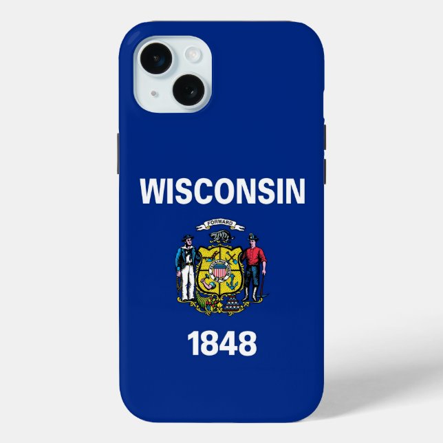 Étui Case-Mate pour iPhone 15 Plus, drapeau du Wis (Verso)