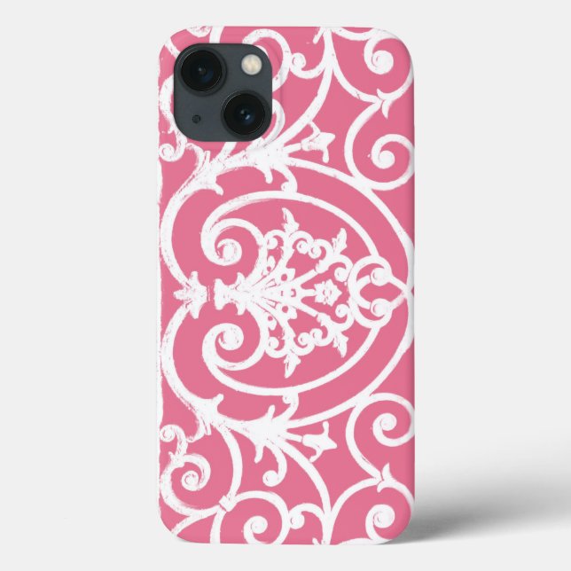 Étui Case-Mate pour iPhone à volutes rose et blanc (Verso)