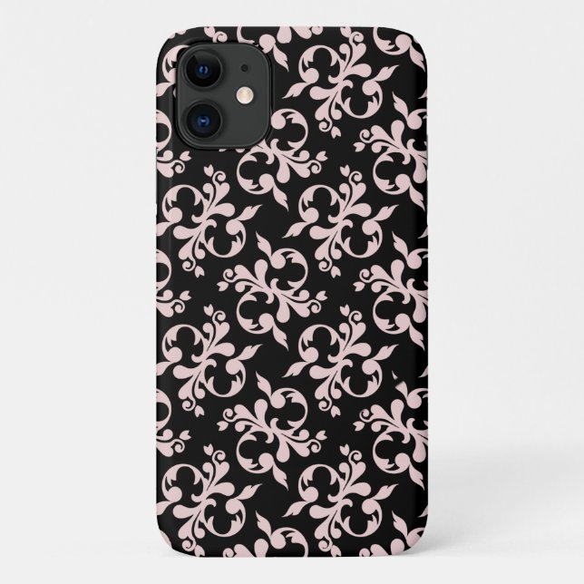 Étui Chic Rococo Rose Noir Motif Ornement    Case- (Dos)