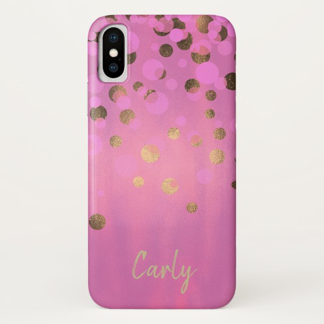 Étui Chic Rose et Or pour iPhone X (Dos)