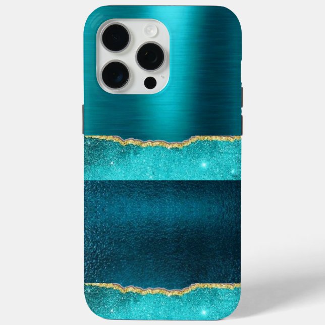 Étui de conception en or cool turquoise scintillan (Verso)