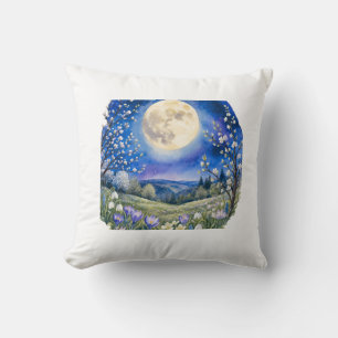 Étui de coussin aquarelle de pleine lune