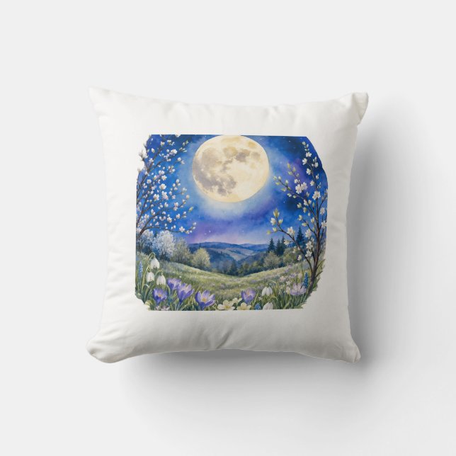 Étui de coussin aquarelle de pleine lune (Recto)
