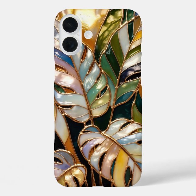 Étui de luxe pour téléphone à feuilles tropicales  (Verso)