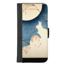 Étui de portefeuille iPhone TWO BUNNIES AND A MOON