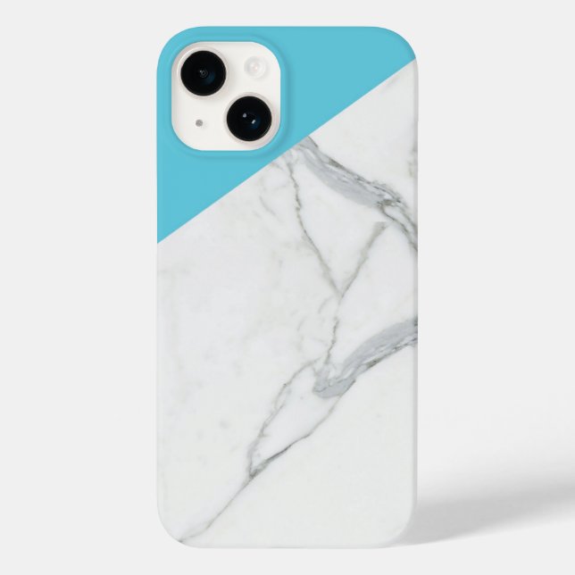 Étui de protection pour iPhone 14 13 bleu marbre S (Verso)