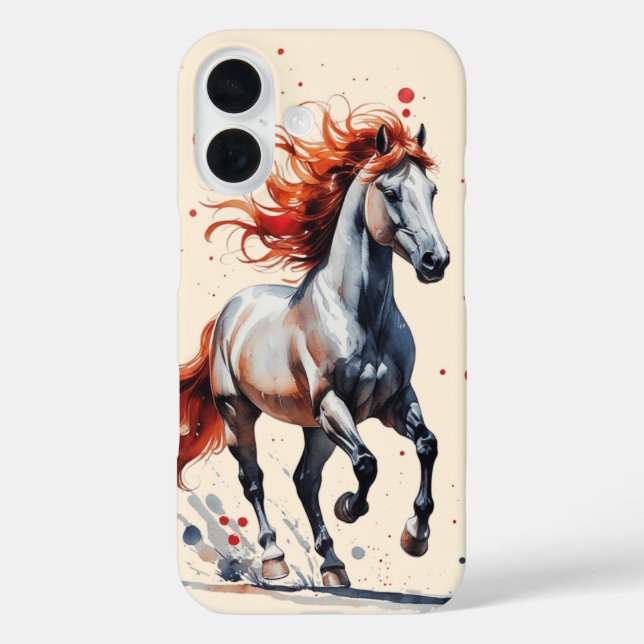 Étui de téléphone à aquarelle Cheval Esprit Fougue (Verso)