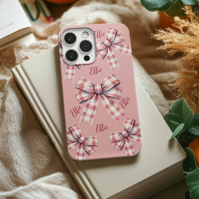 Étui de téléphone à arc coquette rose personnalisé (custom phone case for girl birthday gift, cute pink phone case for women, graduation gift for her)