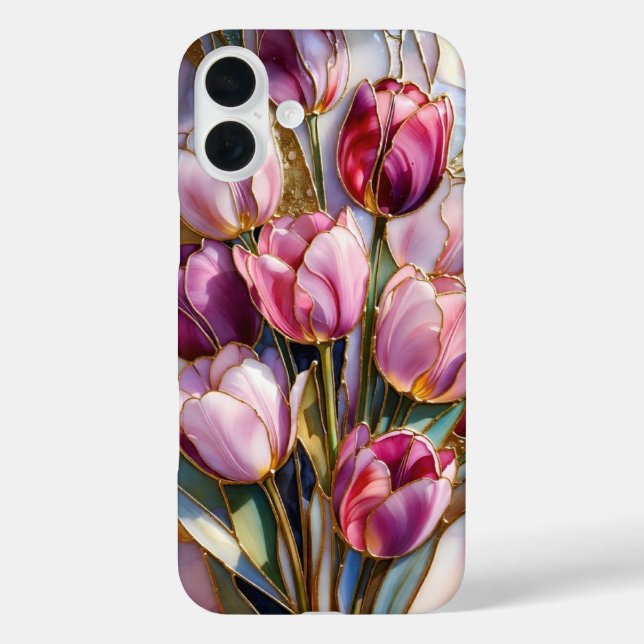 Étui de téléphone à bouquet de tulipes roses Cadea (Verso)