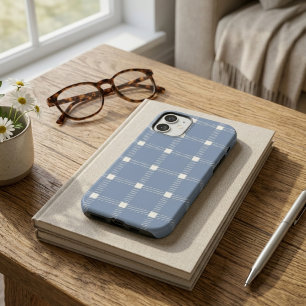 Étui de téléphone à carreaux bleu poussiéreux prép