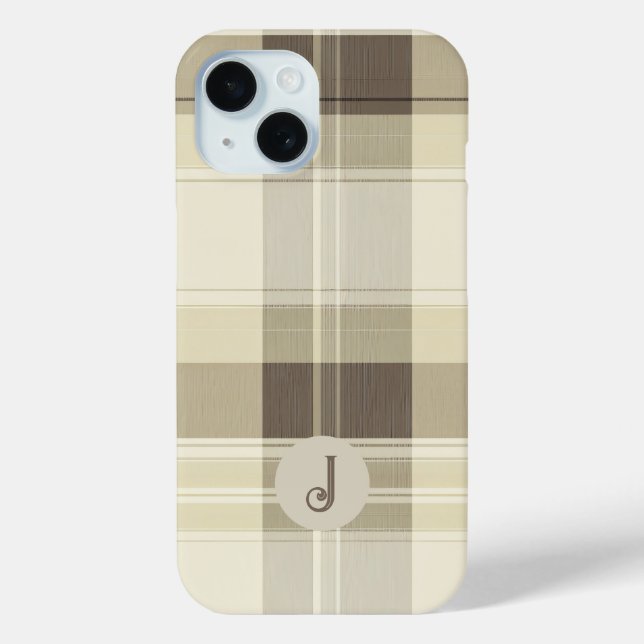Étui de téléphone à carreaux marron et beige perso (Verso)