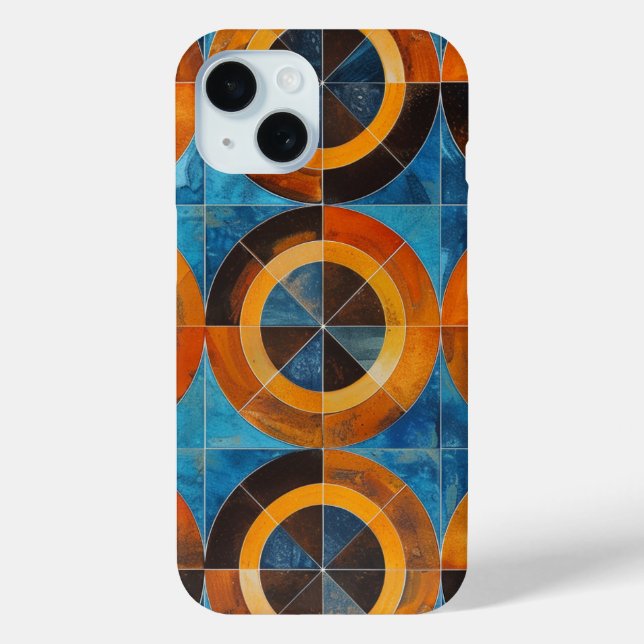 Étui de téléphone à cercles géométriques rétro gra (Verso)