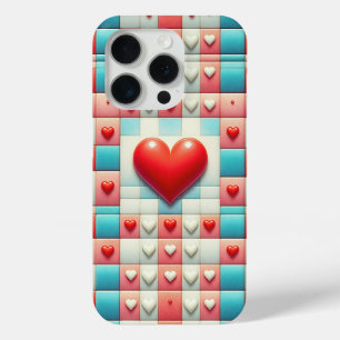 Étui de téléphone à cœur rouge 3D romantique - Mos