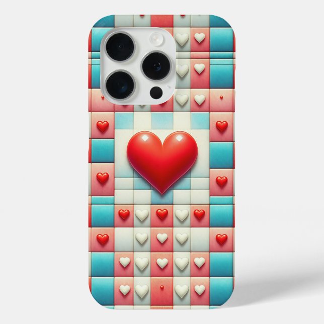 Étui de téléphone à cœur rouge 3D romantique - Mos (Verso)