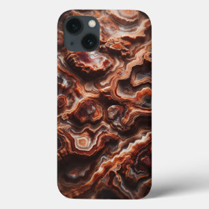 Étui de téléphone à couches de pierre d'agate igné