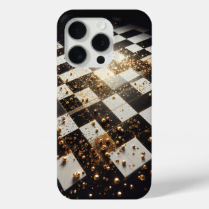 Étui de téléphone à damier en poussière d'or de lu