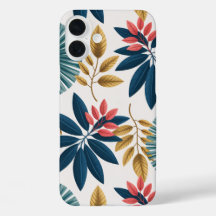 Étui de téléphone à feuilles rétro florales tropic