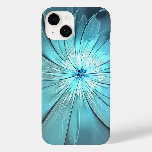 Étui de téléphone à fleurs Aqua Moderne (Verso)