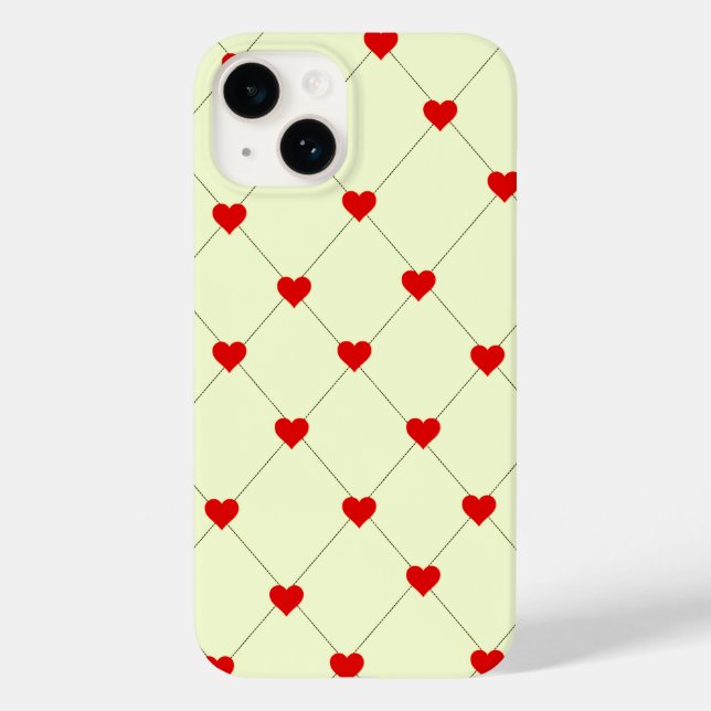 Étui de téléphone à grille de cœurs rouges esthéti (Verso)