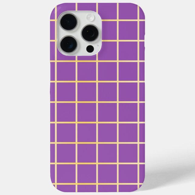 Étui de téléphone à grille violette et or | Housse (Verso)
