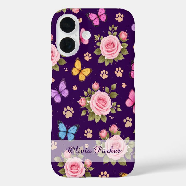 Étui de téléphone à impression de patte florale av (Verso)