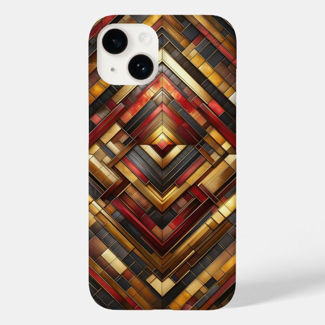Étui de téléphone à incrustation de bois géométriq (Verso)