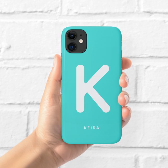 Étui de téléphone à monogramme Aqua (Créateur téléchargé)